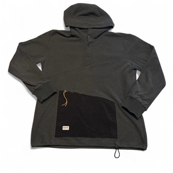 Deso Supply Men's Medium Ropi Patina Snap Hoodie Fleece Lined Hood Zip Pocket - Picture 3 of 5